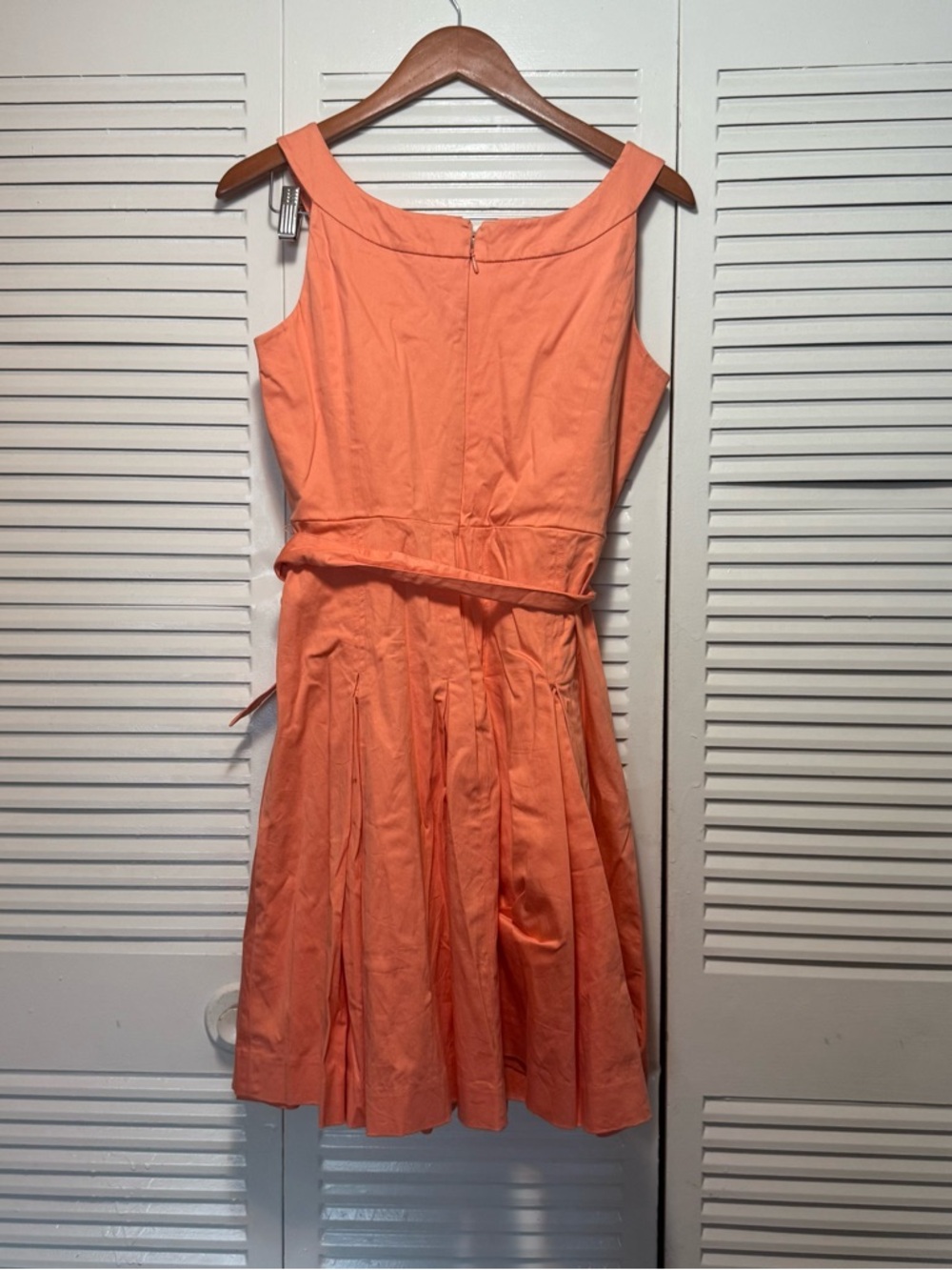 CALVIN KLEIN Ck Peach Sleeveless Cotton  Blend Halter Top Zip Up Dress Size M - Picture 5 of 8